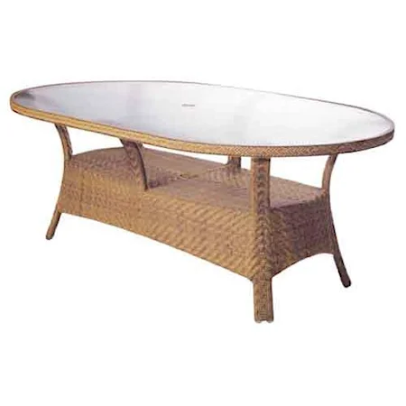 Dining Table with Glass Top and Umbrella Hole